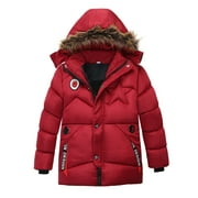 LBECLEY Children Winter Boy Jacket Coat Hooded Coat Fashion Kids Warm Clothes Jacket Boys Coat Jacket Outerwear Boys Jackets Red Size 110